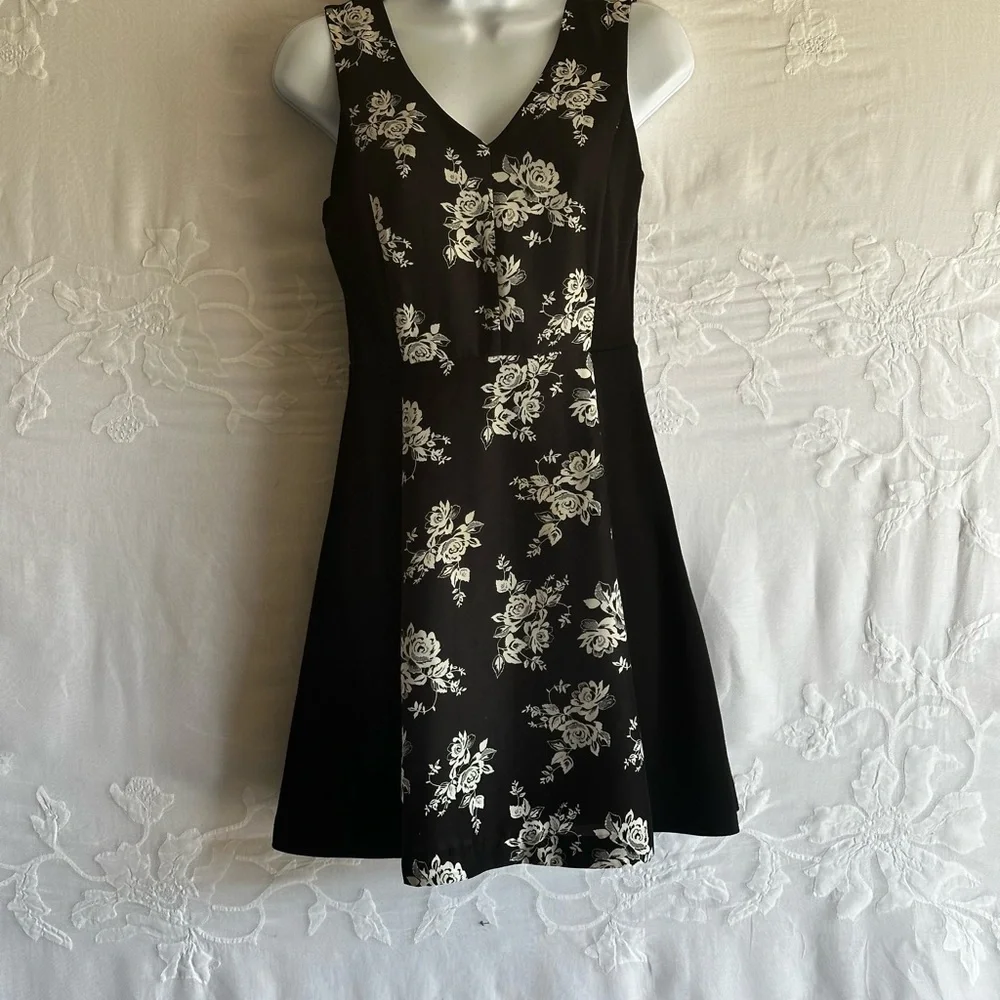 Eric + lani Black & White Floral Dress, Gothic Style,Whimsical Design,Romantic - Picture 10 of 16
